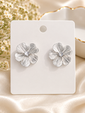 Aretes Flor Plateada