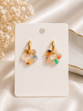 Aretes Flor Marmoleada Multicolor
