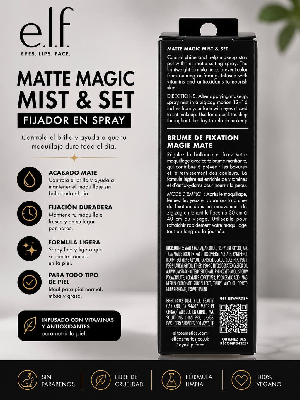 e.l.f. Matte Magic Mist & Set – Fijador en Spray (60 mL)