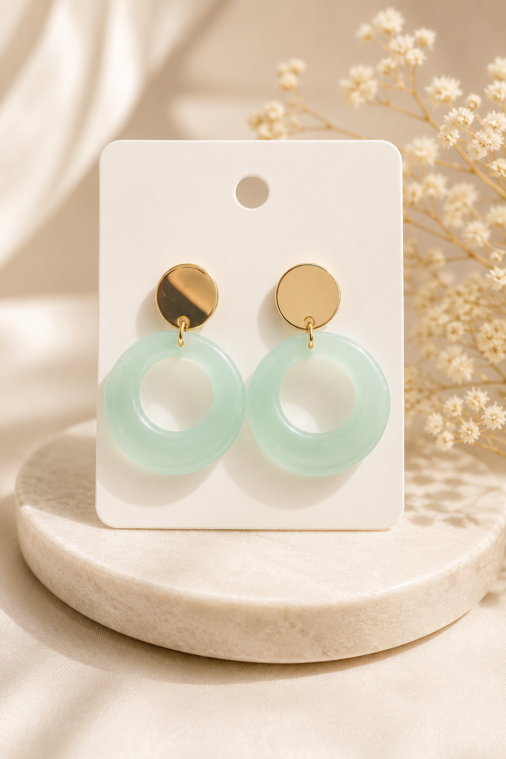 Aretes Círculo Menta – Elegancia Atemporal