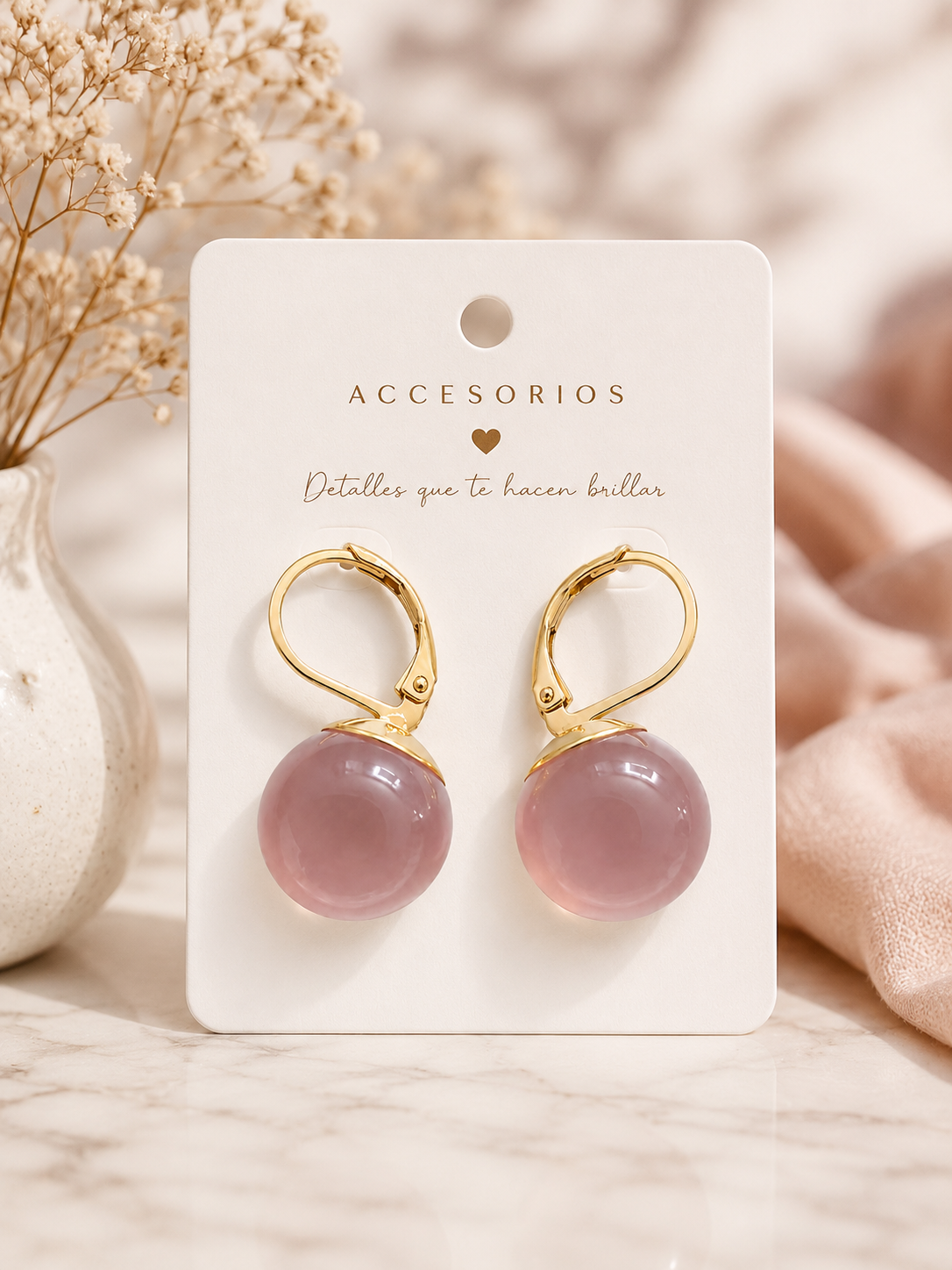 Aretes Perla Rosa – Elegancia Clásica