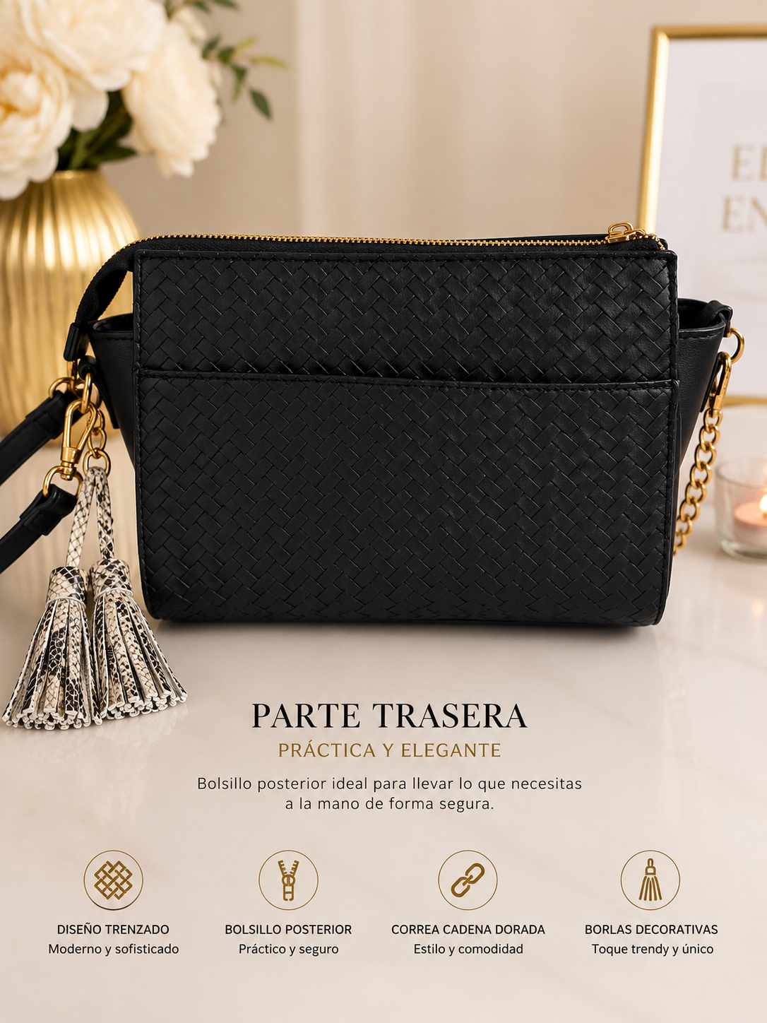 Steve Madden Crossbody Bag – Negro Trenzado
